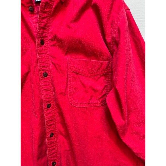 Woodrich Mens Long Sleeve Button Down Shirt Large Red Cotton Casual Pocket - Picture 7 of 12